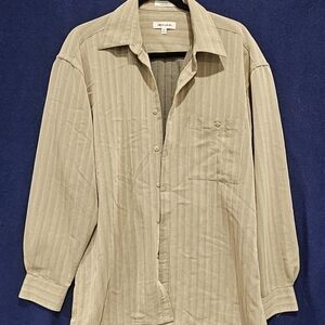 Timeless Vtg 90s Pierre Cardin Beige Stripe Shirt Straight Hem Size M